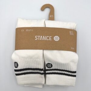 Stance Core Quarter Socks 6 Pack Mens L White Striped Ribbed Athletic *NEW**